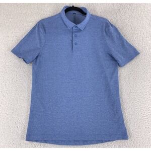 Lululemon Evolution Polo Shirt Mens Small Blue Short Sleeve Casual Golf Active